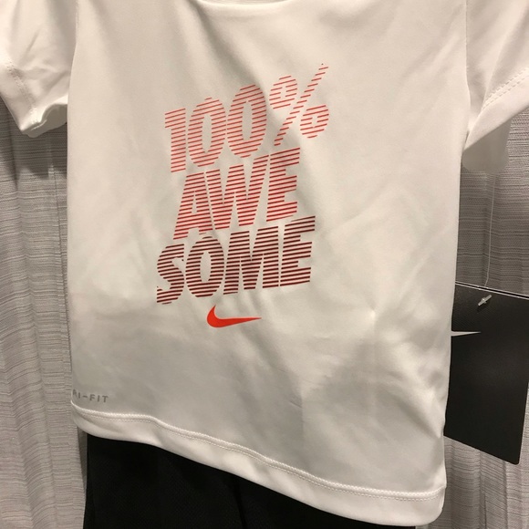 NIKE BOY SIZE 18 MONTHS 2 PIECE SET, MESS SHORTS & DRI FIT TEE 100% AWE SOME - Picture 4 of 8